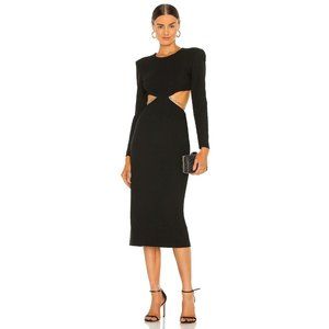 MISHA Kora Chain Midi backless Cutout Dress in Black